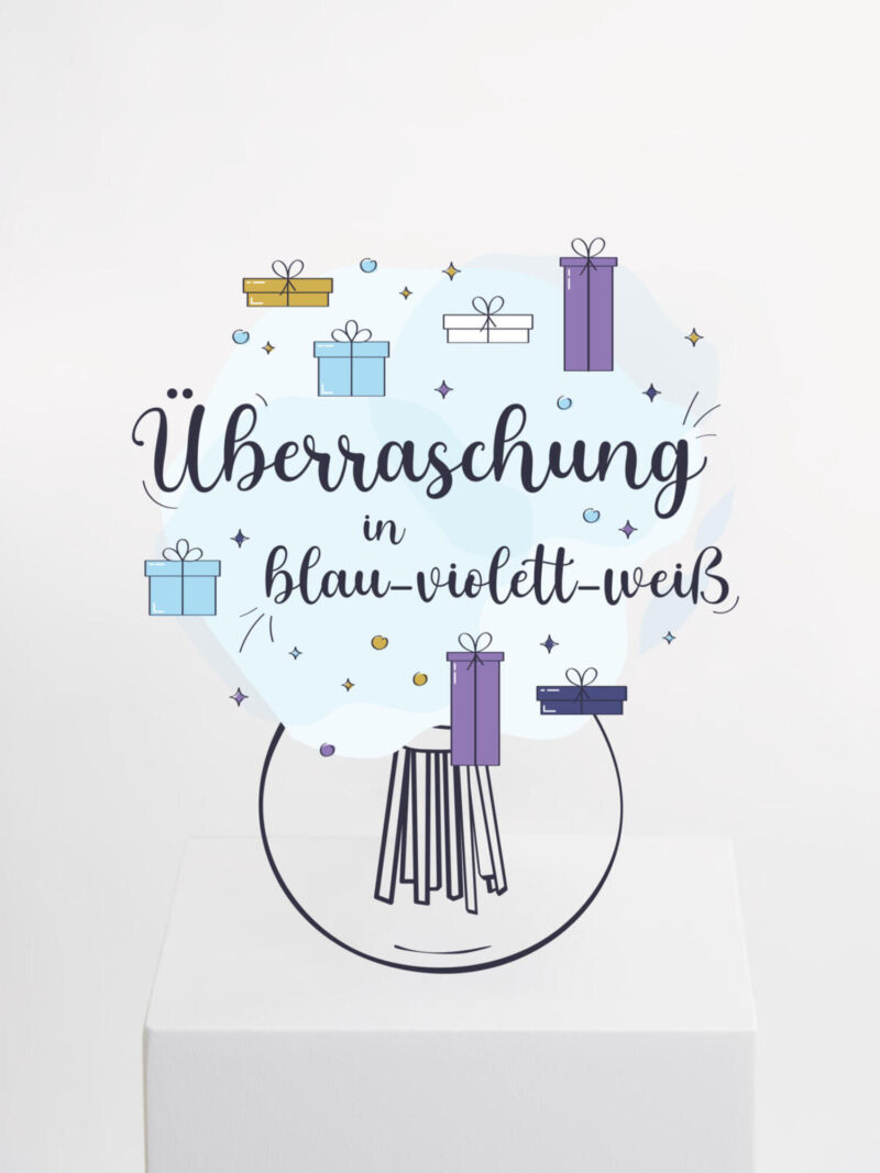 Überraschungsstrauß in Blau-Violett-Weiß